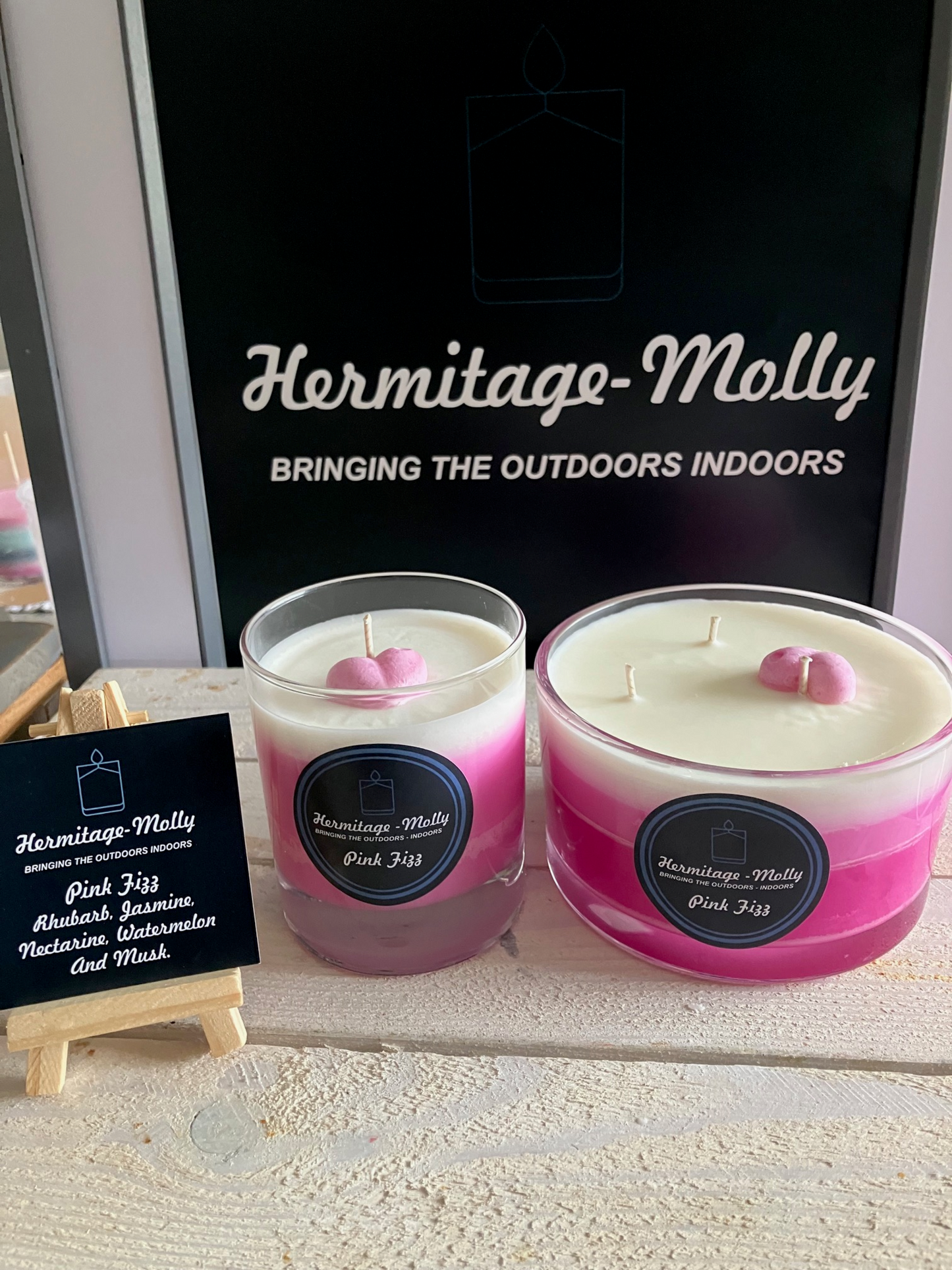 Pink Fizz - Natural Soya Candle - Rhubarb, Jasmine, Nectarine, Watermelon & Musk