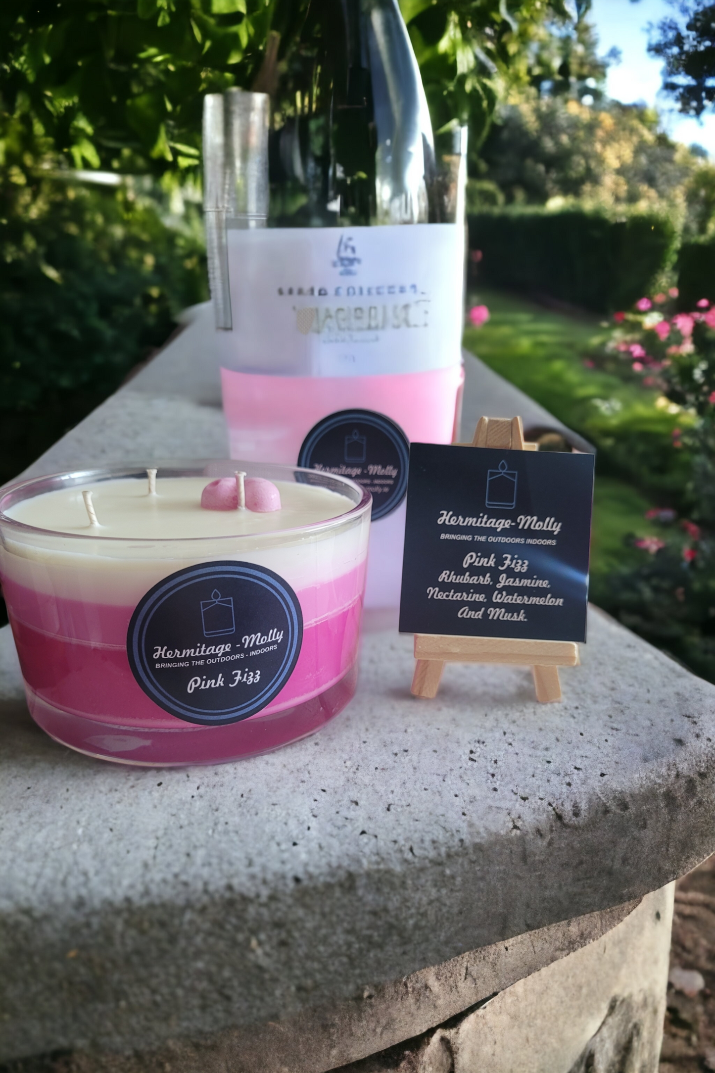 Pink Fizz - Natural Soya Candle - Rhubarb, Jasmine, Nectarine, Watermelon & Musk