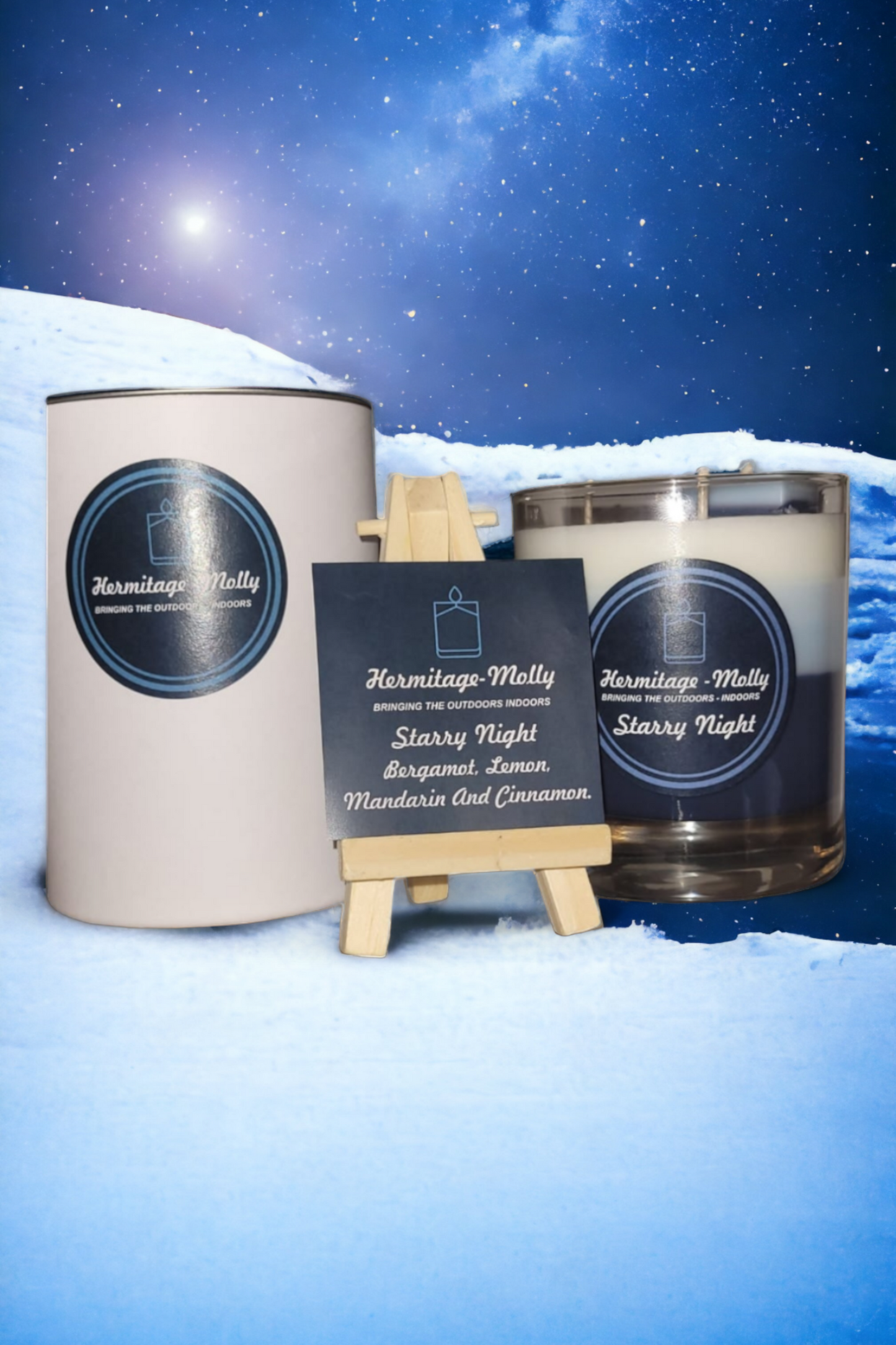 Starry Night - Luxury Natural Soya Candle - Bergamot, Lemon, Mandarin & Cinnamon